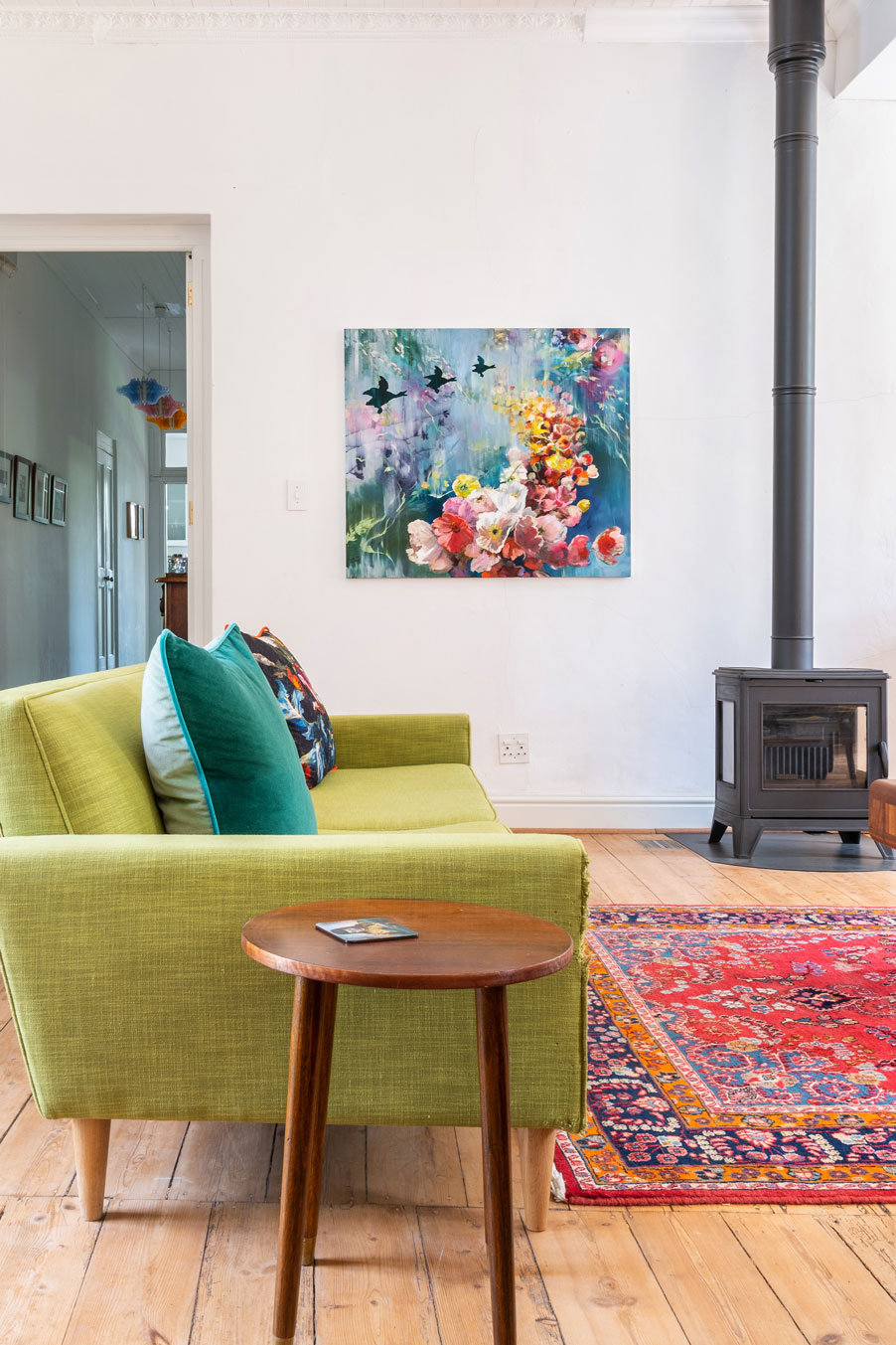 The bright and colourful living room of South Artist, Jenny Parsons