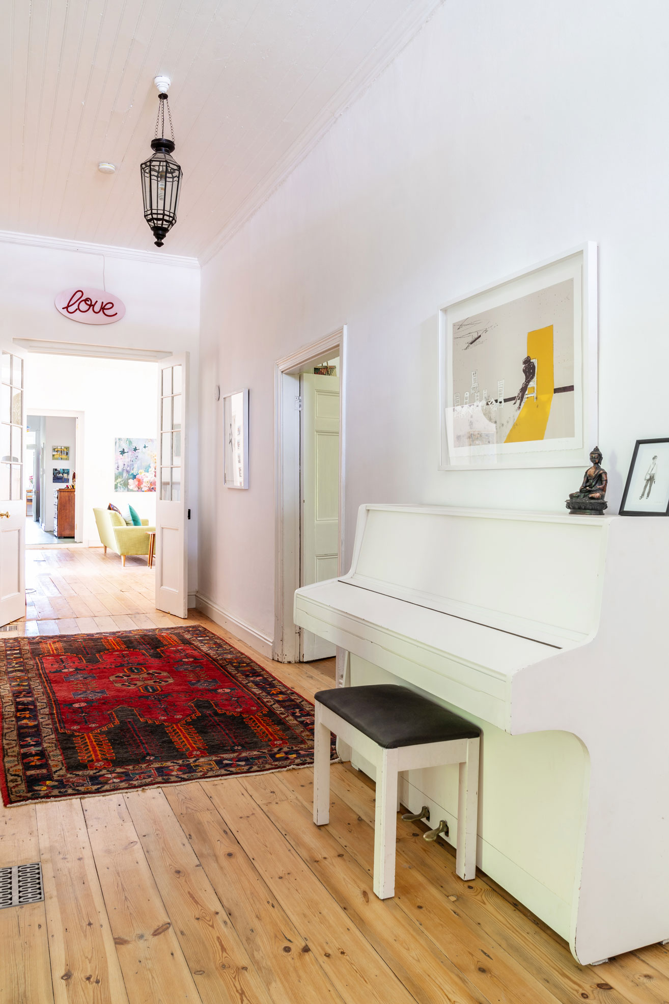 Entranceway to the colour filled home, of South African artist Jenny Parsons