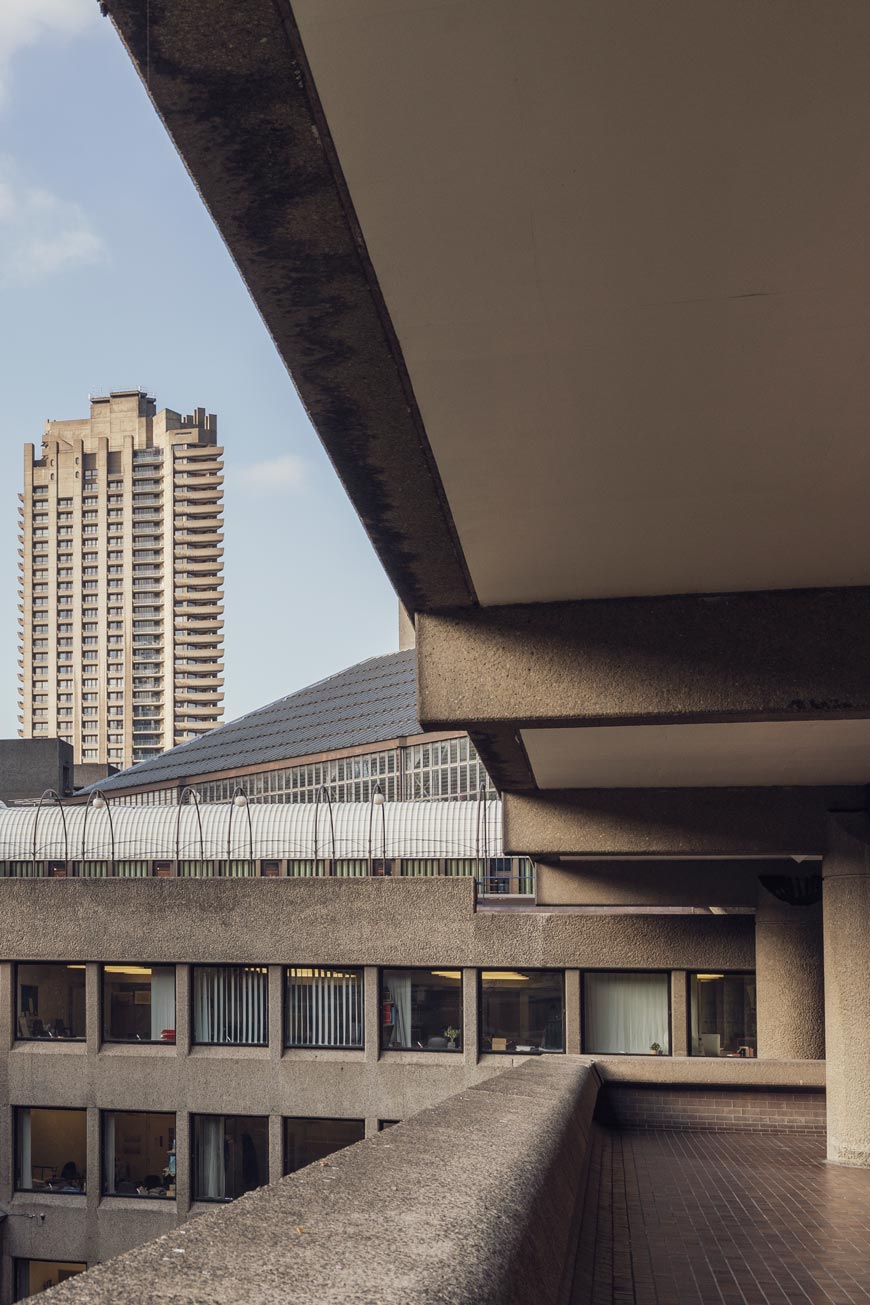 Brutalist architecture of the Barbican Center in London