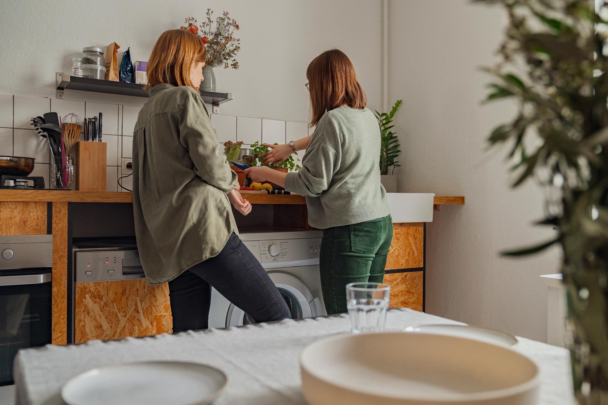 Preparing a meal in the Kitchen