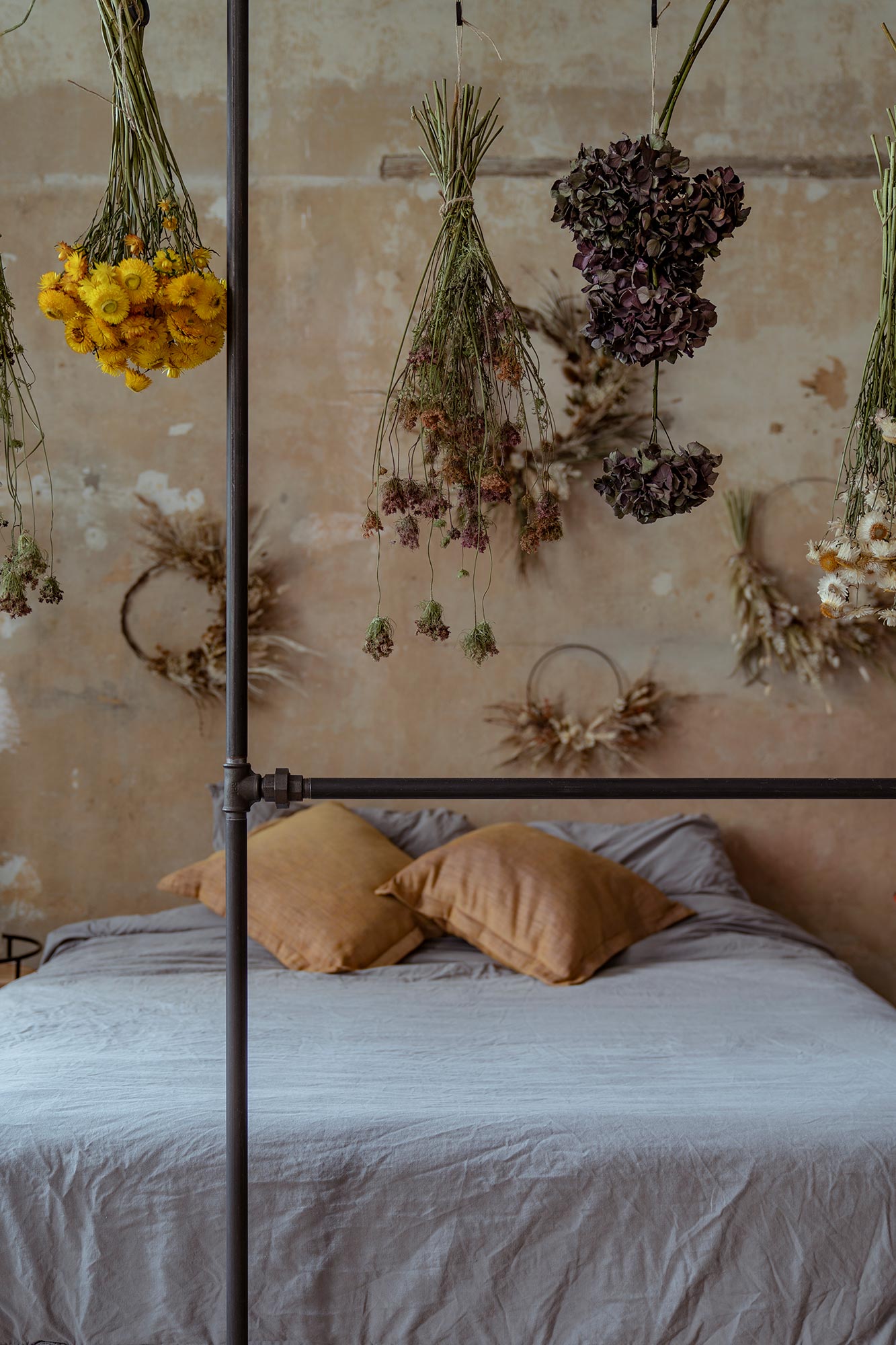 Bedroom with dried flowers