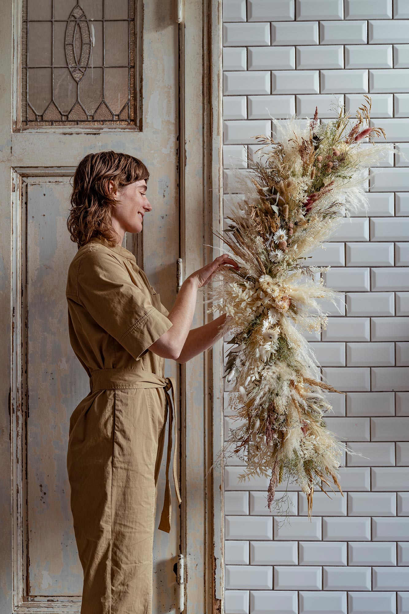 Mia Jivung with her dried flower creations