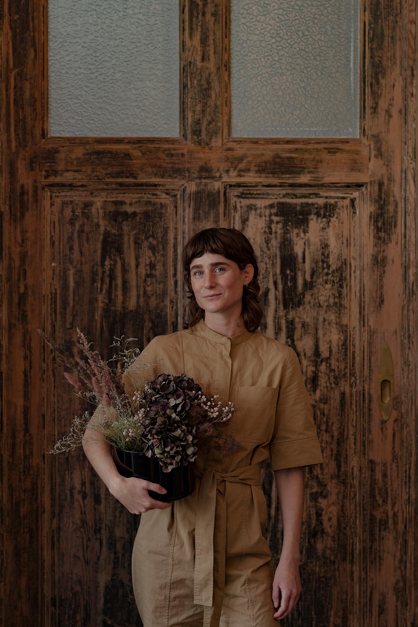 Mia Jivung with her dried flower creations